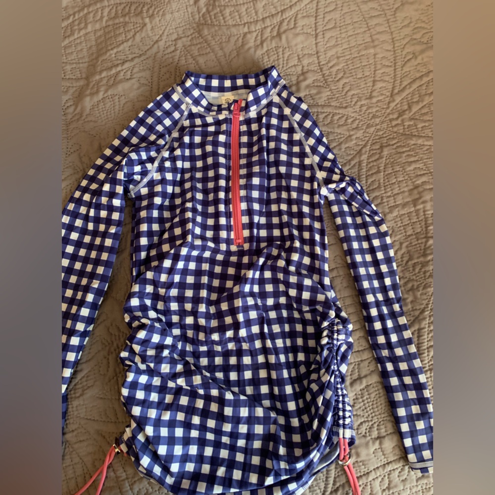 Blue and White Checkered Kids Swimwear